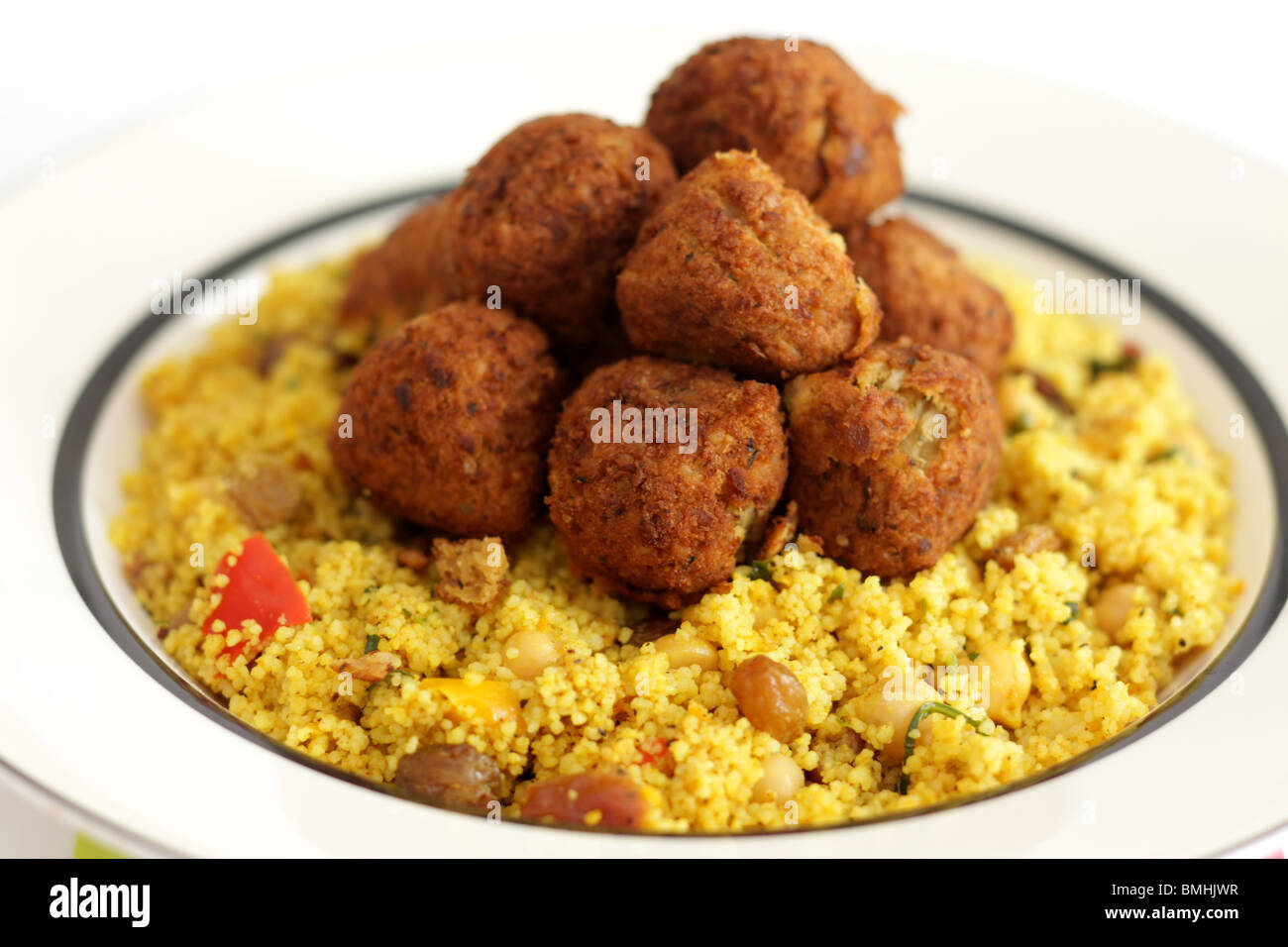 Falafel with Moroccan Couscous Stock Photo Alamy