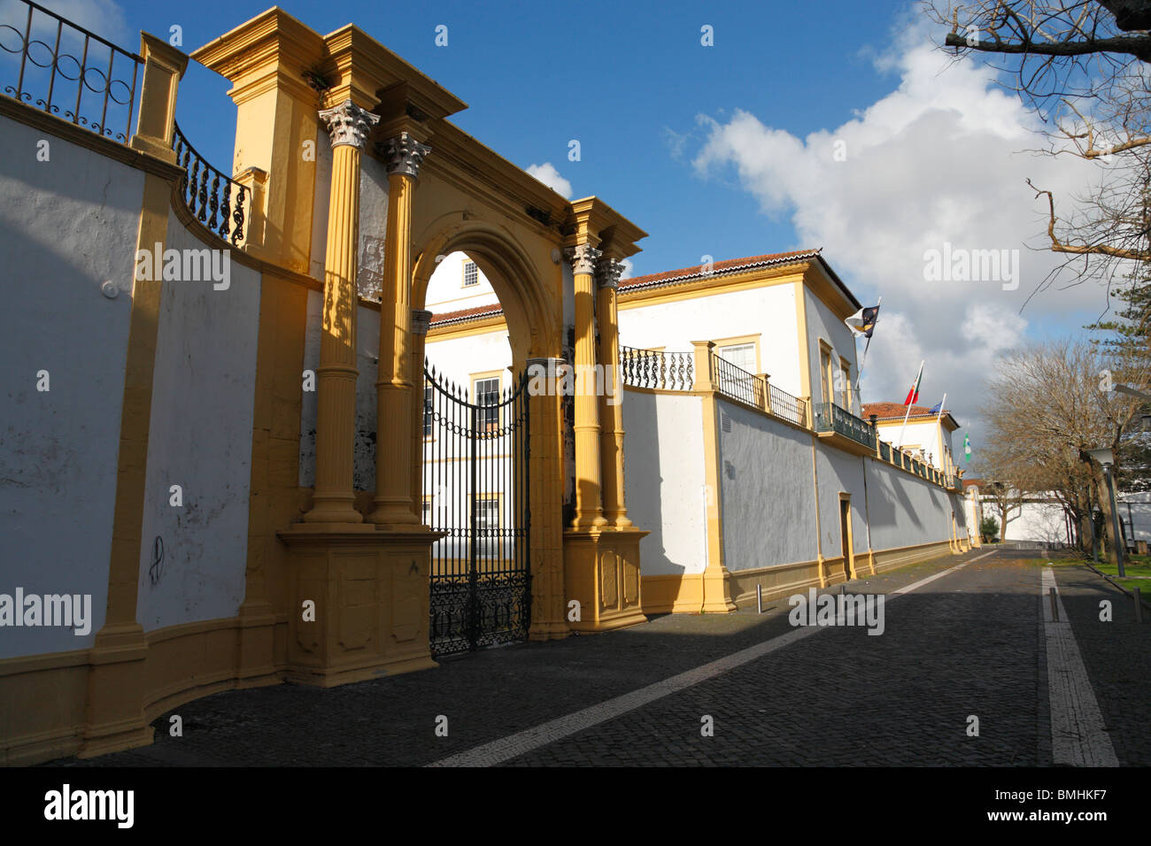 The Fonte Bela Palace, currently the Antero de Quental High School building. Ponta Delgada, Azores islands, Portugal. Stock Photo