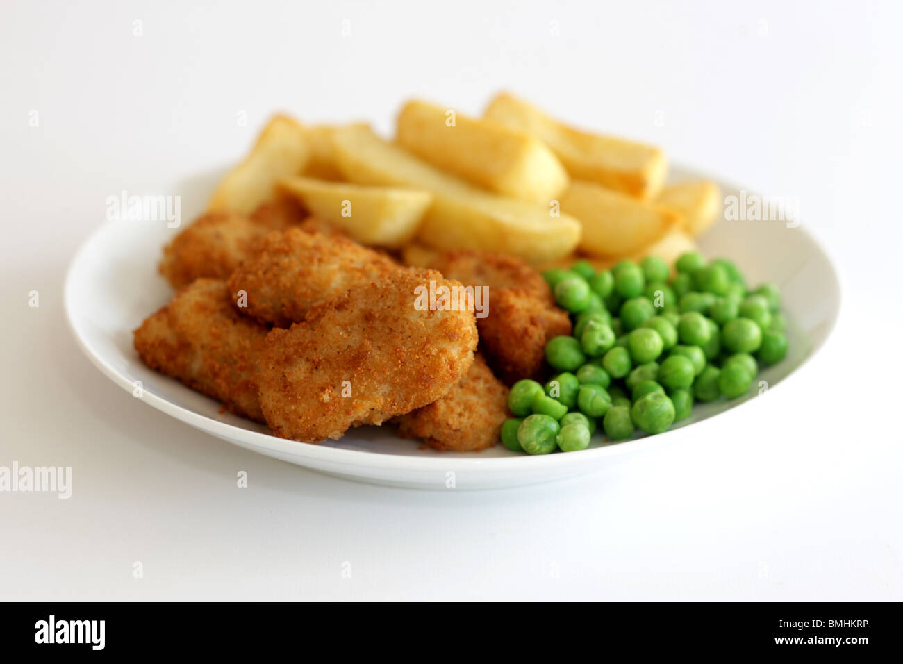 Deep Fried Scampi In Breadcrumbs With Chips And No People Stock Photo