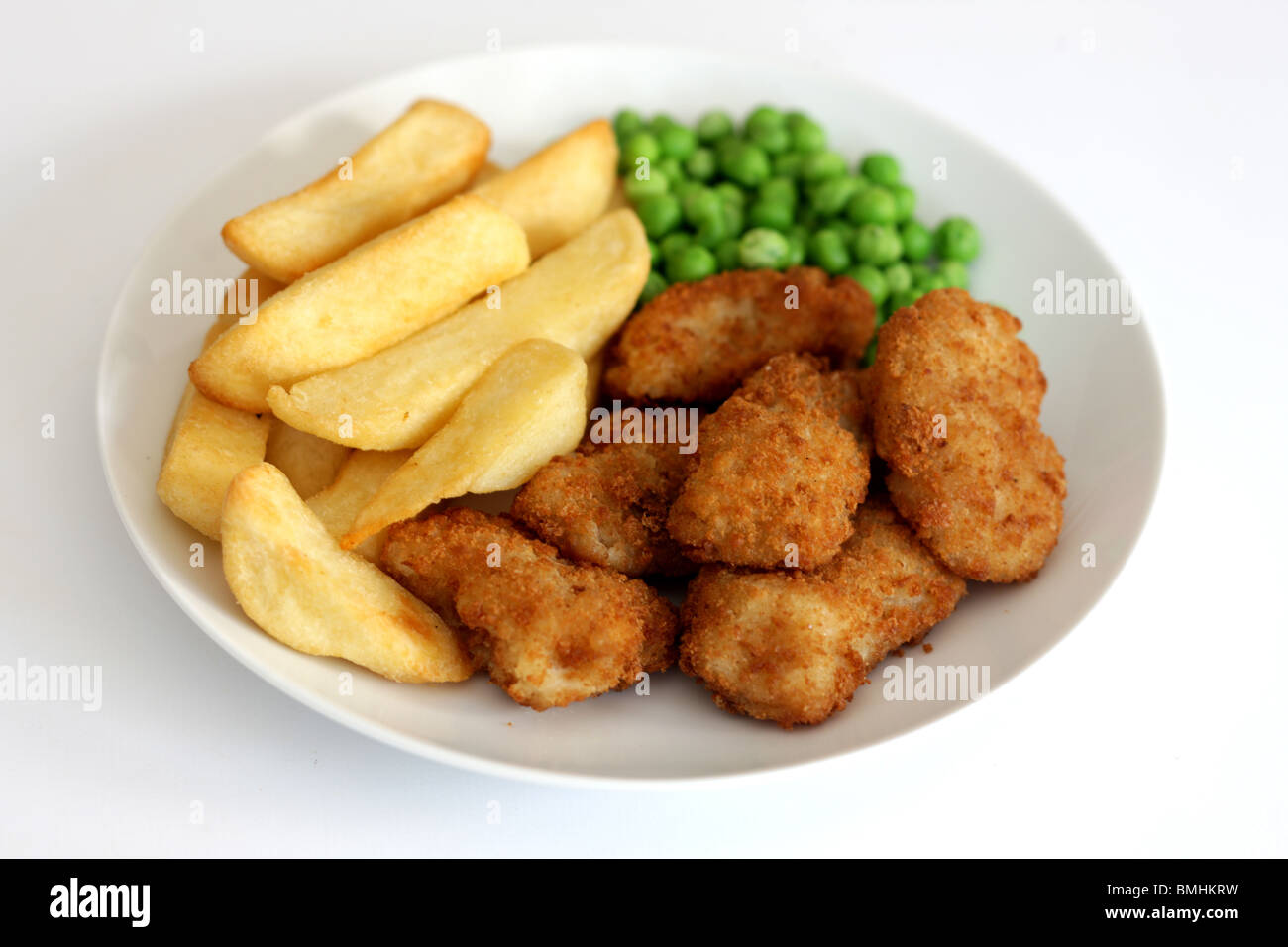 Deep Fried Scampi In Breadcrumbs With Chips And No People Stock Photo