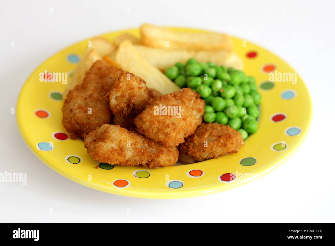 Deep Fried Scampi In Breadcrumbs With Chips And No People Stock Photo