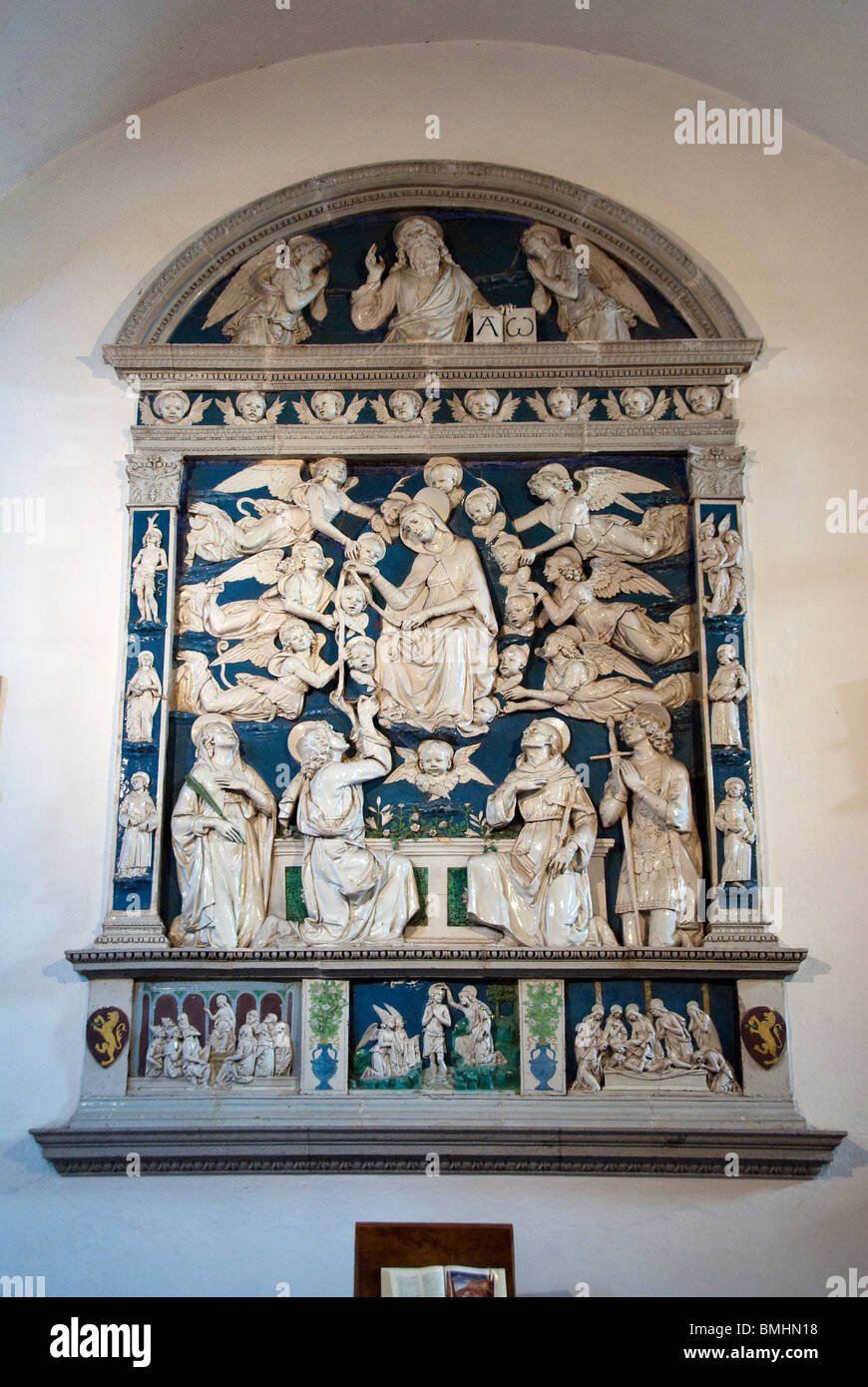 Della Robbia altar piece of the Assumption of the Virgin, in Santa ...