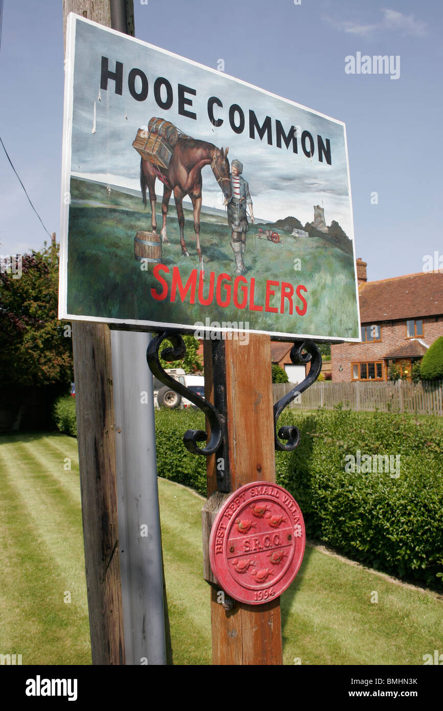 Village sign for Hooe Common, East Sussex, England, UK Stock Photo