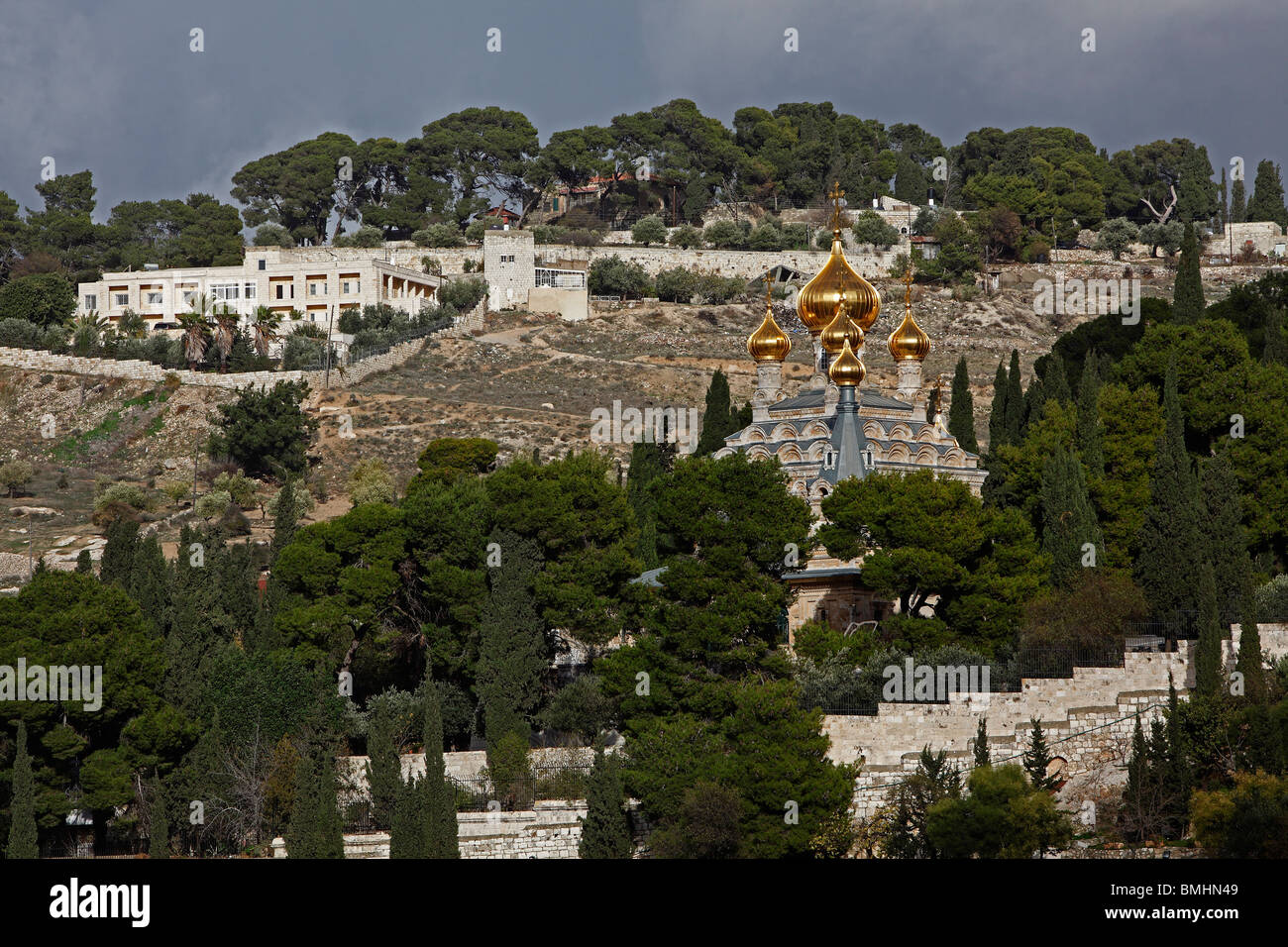Israel,Jerusalem,Mount of Olives,St. Mary Magdalene Orthodox Church Stock Photo