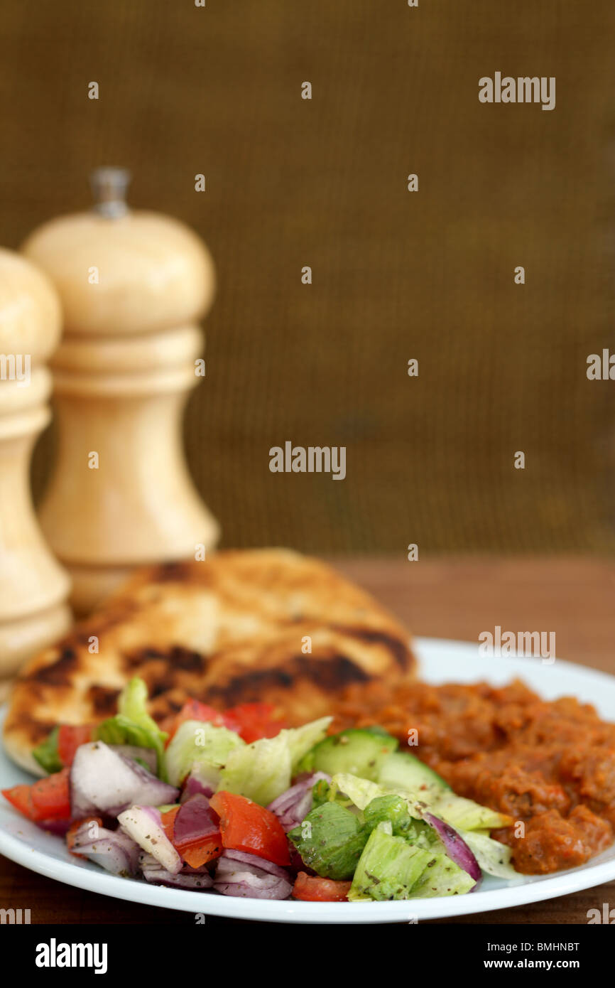 Beef Curry with Naan Bread Stock Photo