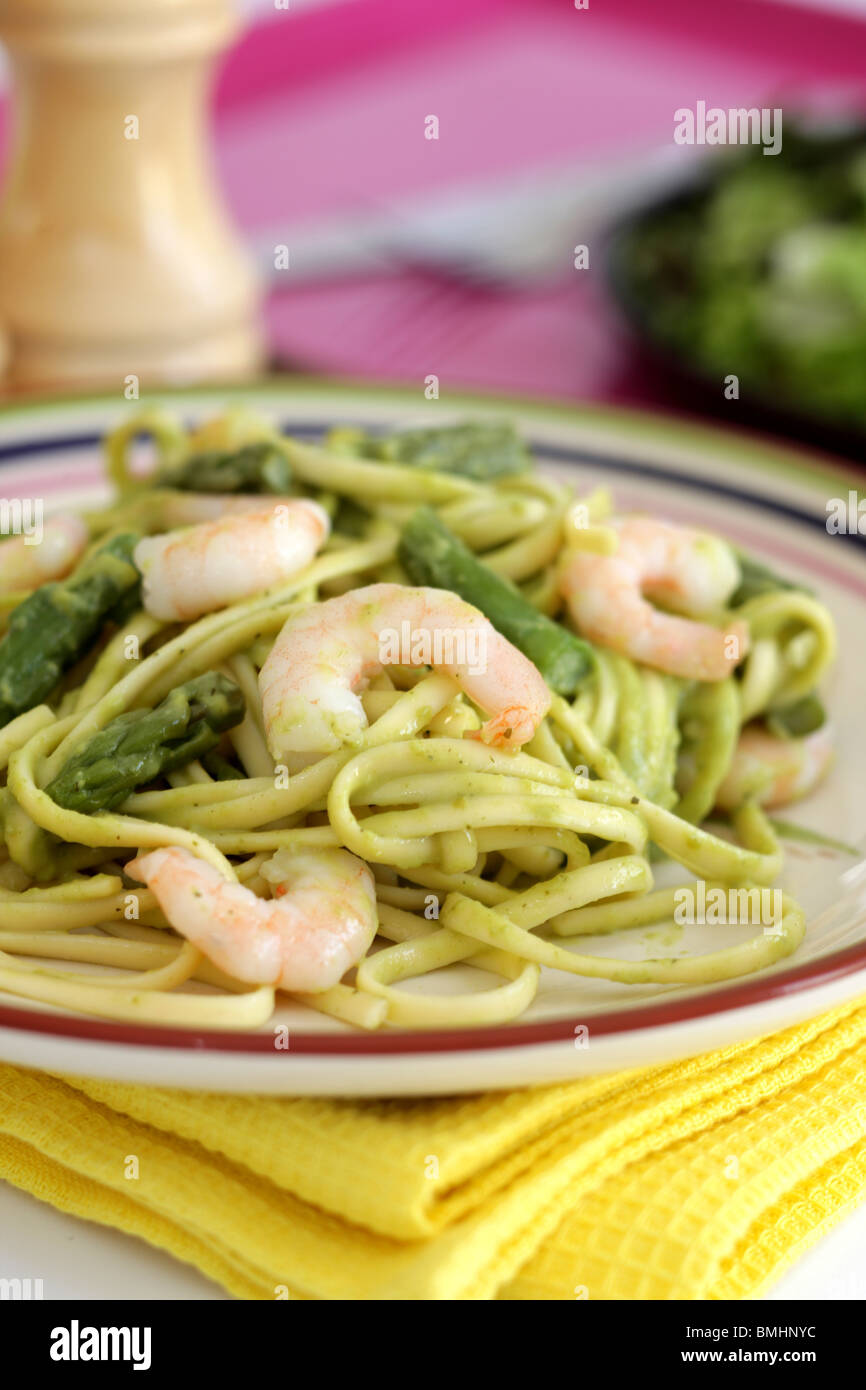 King Prawn Pasta Stock Photo Alamy