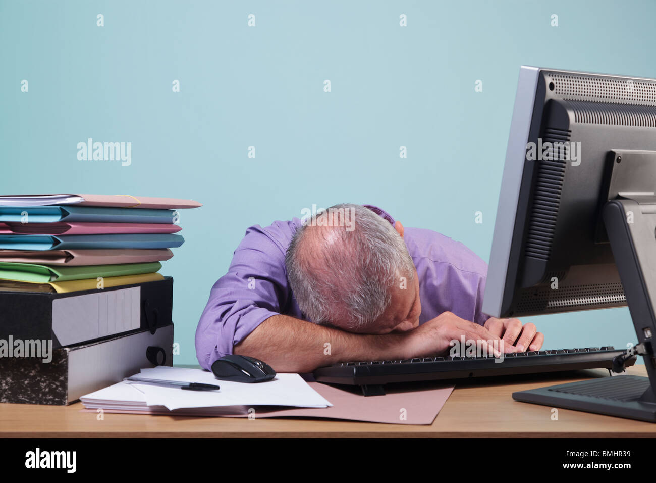 Overworked Man Sleeping At His Desk Stock Photo 29894797 Alamy