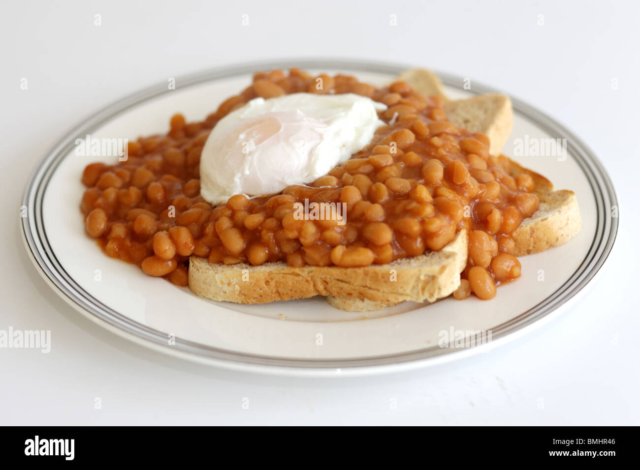Poached Egg and Baked Beans on Toast Stock Photo Alamy