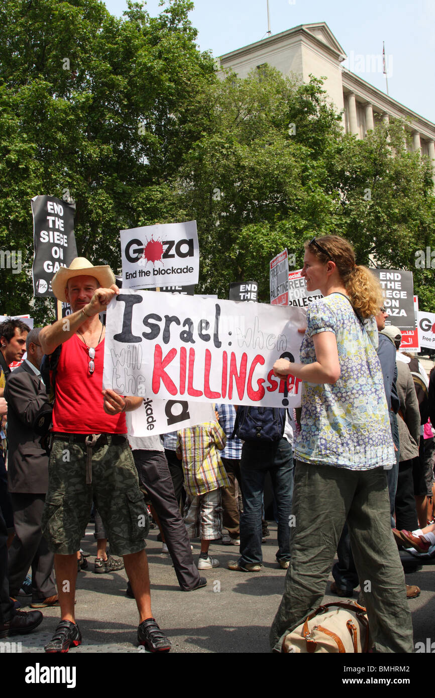Demonstrators at the 'Freedom for Palestine' demonstration on Whitehall, Westminster, London, England, U.K. Stock Photo