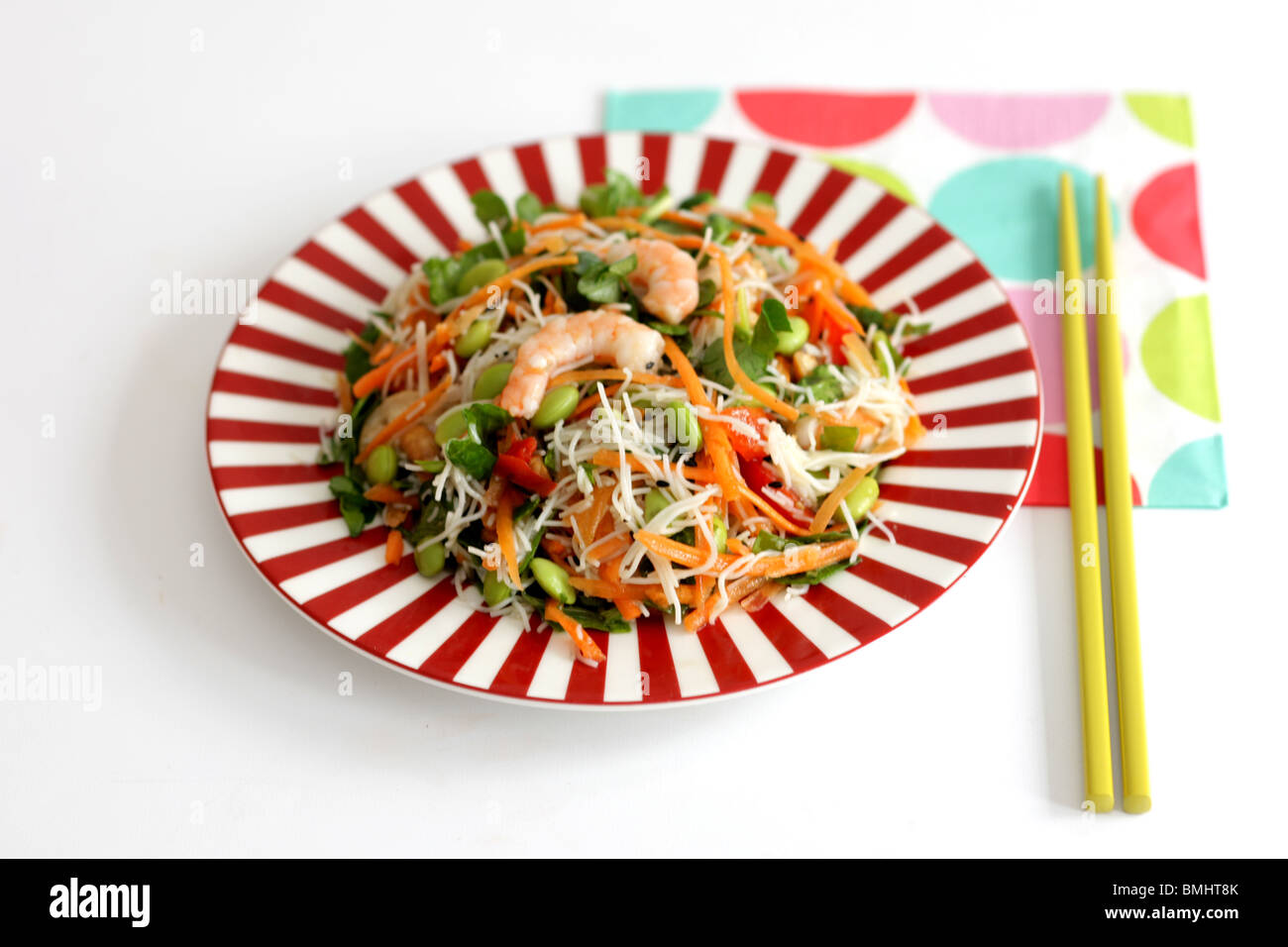 King Prawn Rice Noodle Salad Stock Photo Alamy