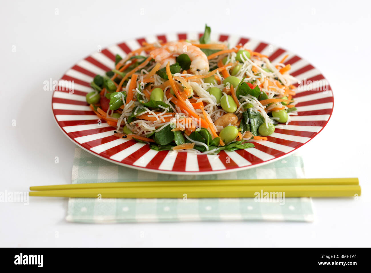 King Prawn Rice Noodle Salad Stock Photo Alamy