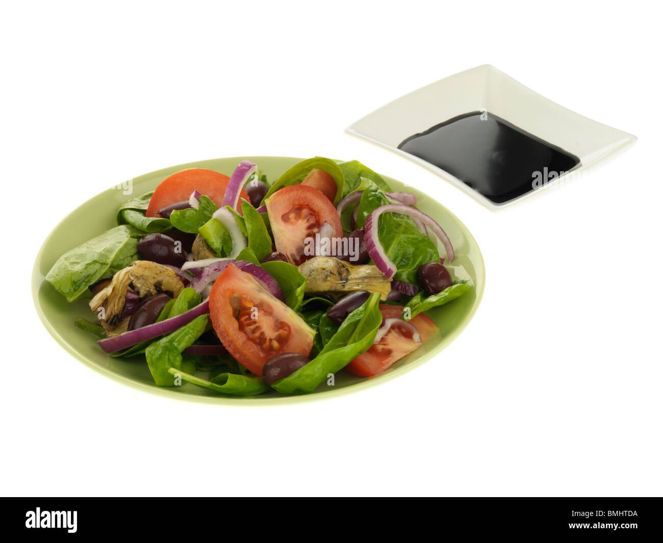 Baby Spinach Salad with Balsamic Vinegar Stock Photo Alamy