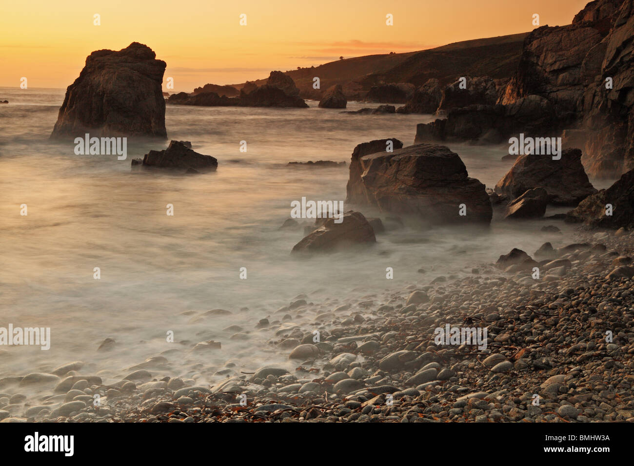 Big Sur coastline at sunset Stock Photo - Alamy