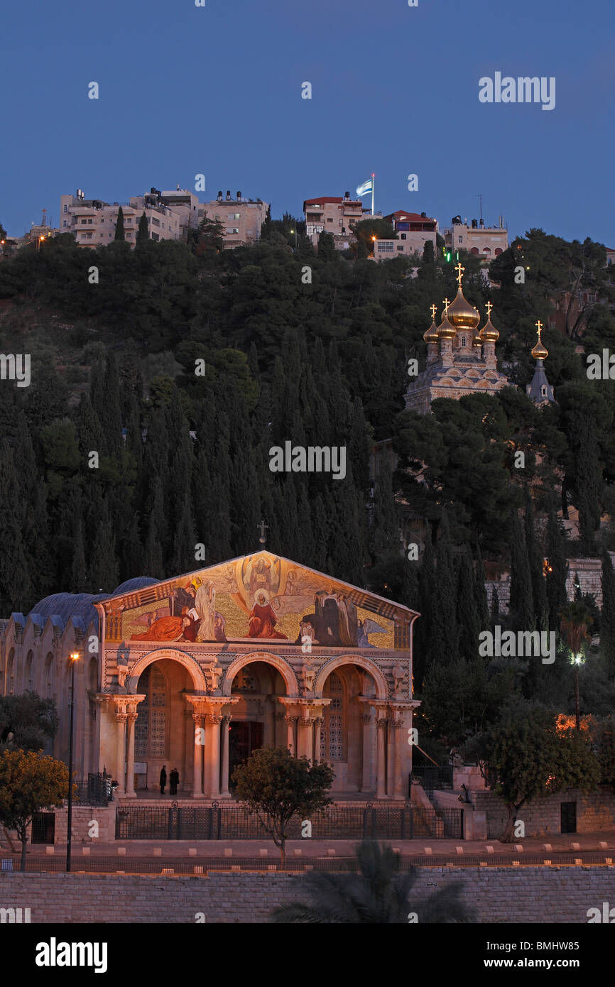 Israel,Jerusalem,Gethsemani Basilica of Agony,St. Mary Magdalene Orthodox Church,Mount of Olives Stock Photo