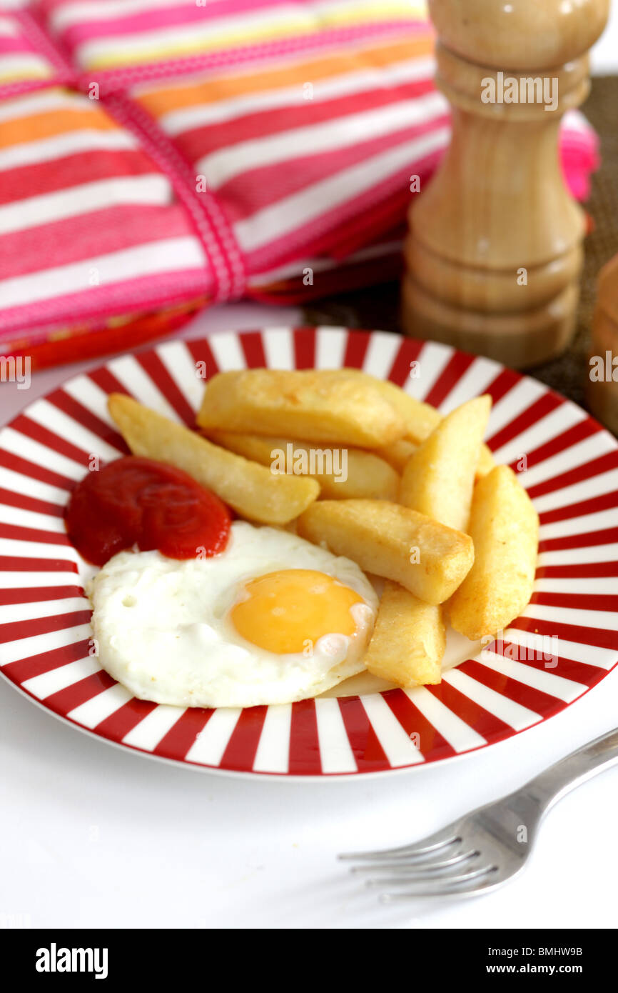 Plate of Egg and Chips Stock Photo Alamy