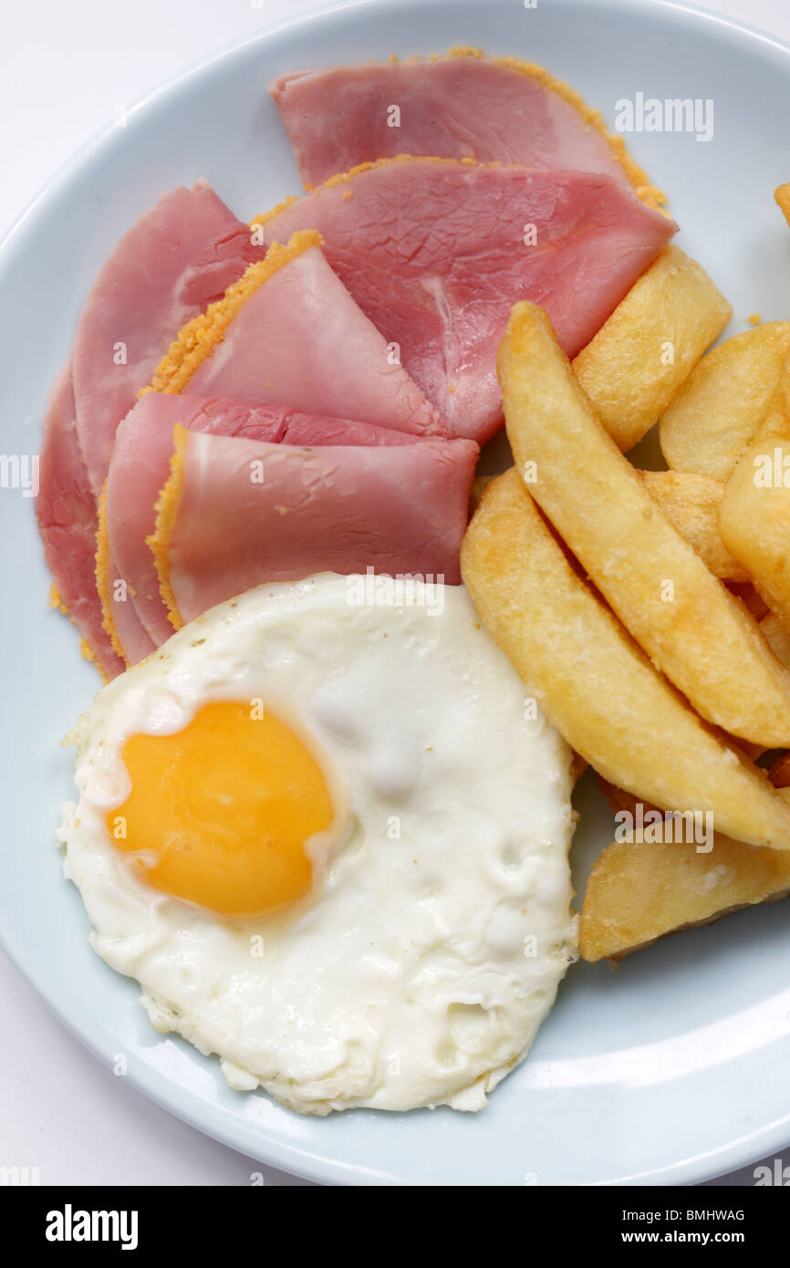 Ham Egg and Chips Stock Photo Alamy