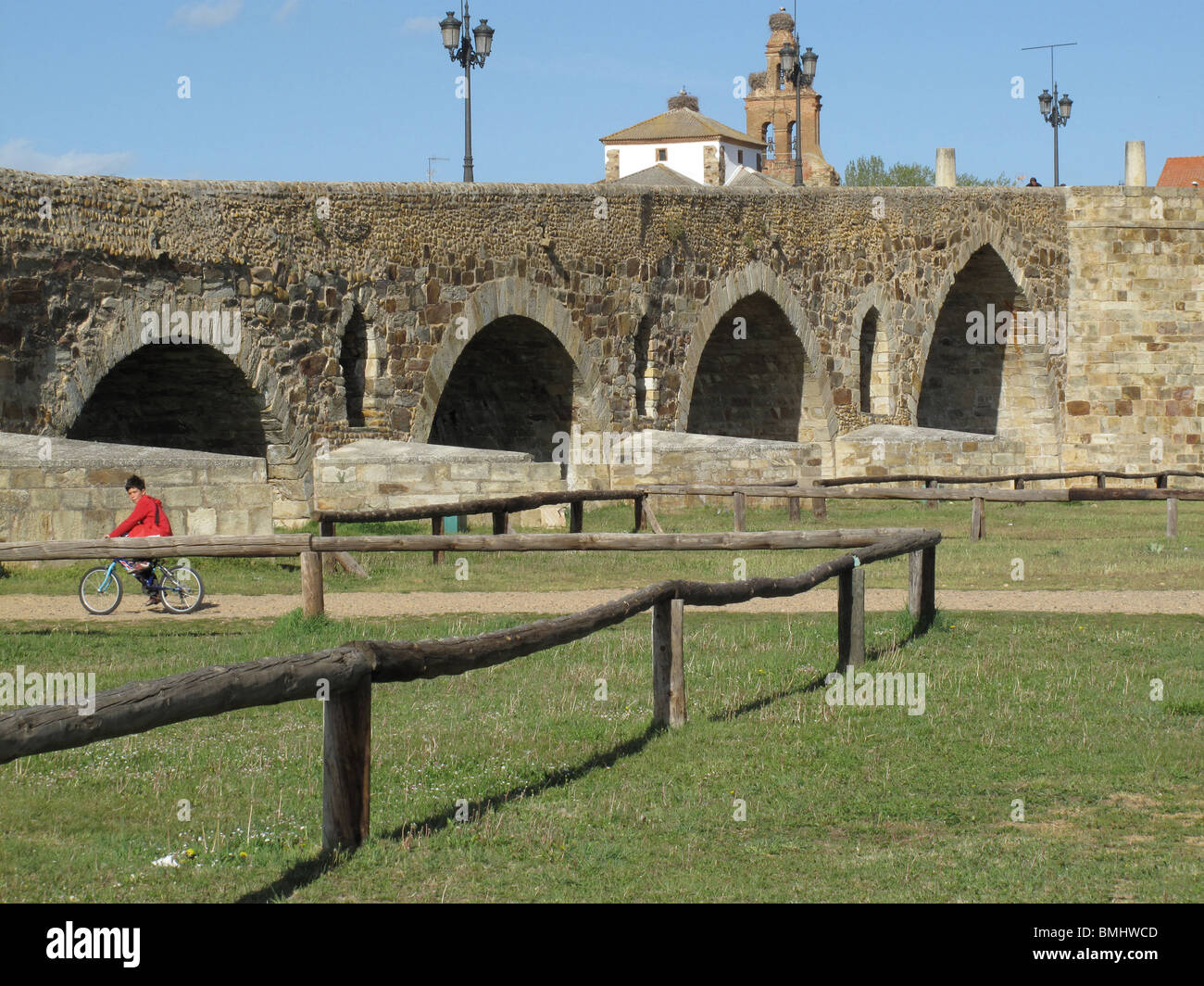 Bridge of Paso Honroso in Hospital de Orbigo. Leon province. Spain. Stock Photo