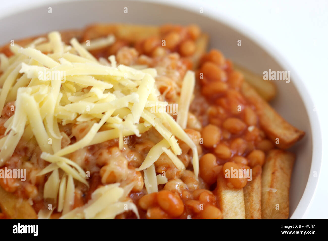 Baked Beans Cheese and Chips Stock Photo Alamy