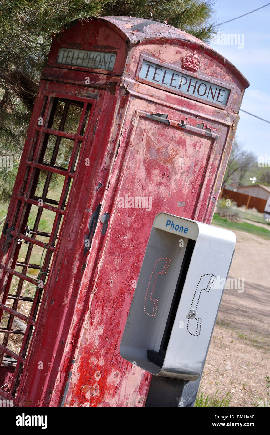 Old red telephone box Stock Photo Alamy