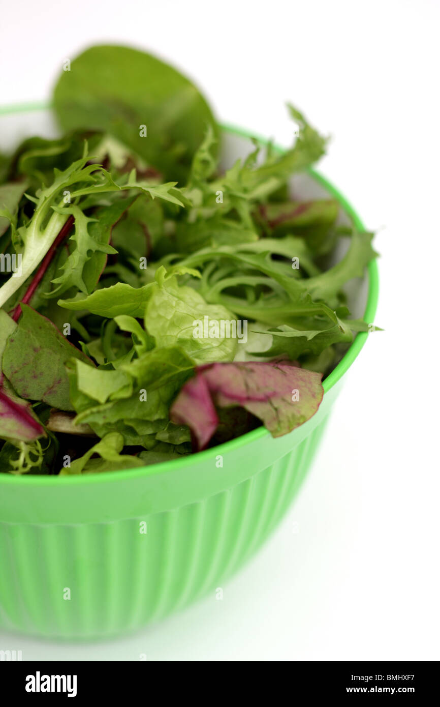 Bowl of Green Salad Leaves Stock Photo Alamy
