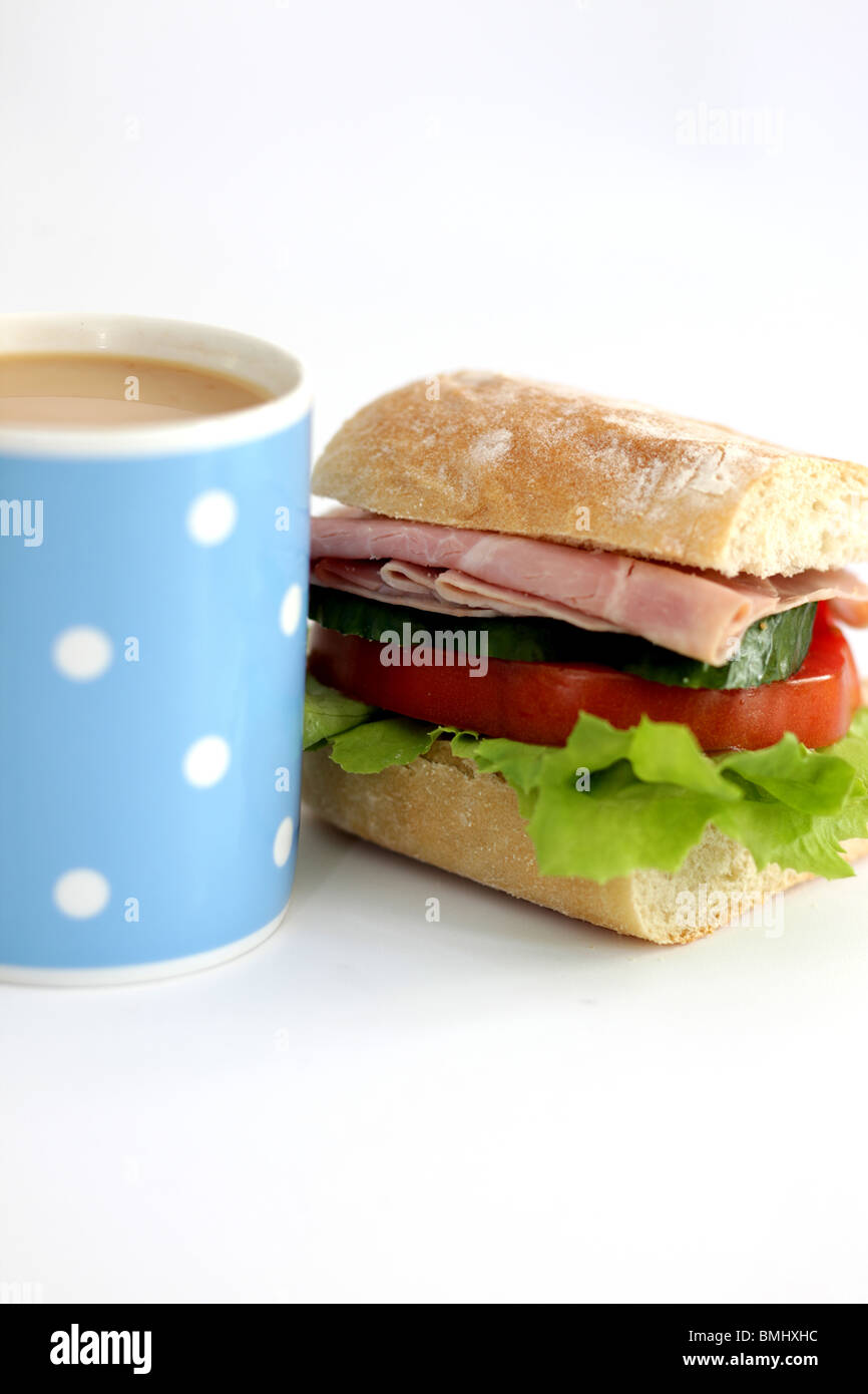 Ham and Salad Bread Roll Stock Photo Alamy