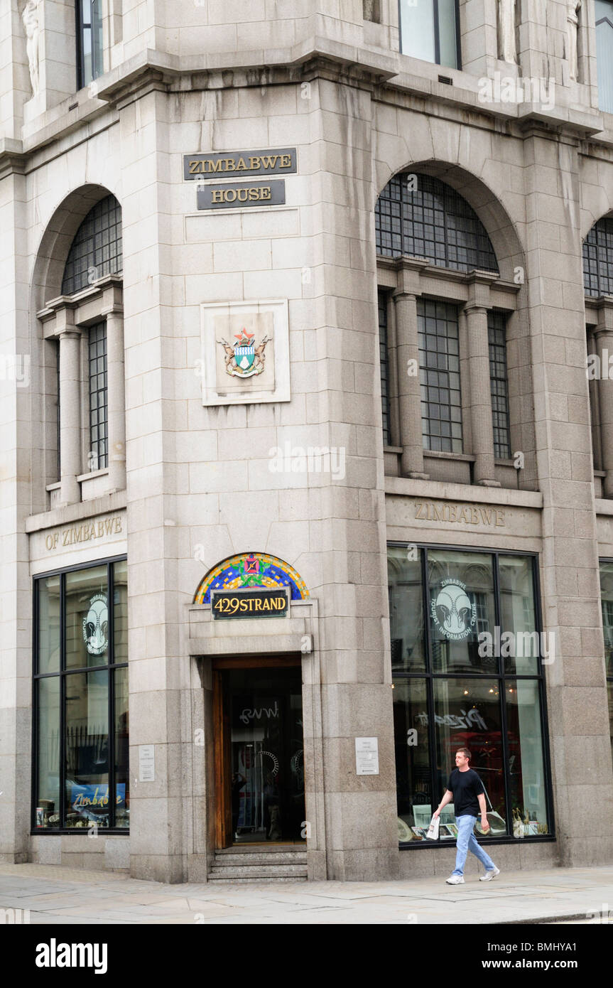 Zimbabwe House, Zimbabwean Embassy, The Strand, London, England, UK Stock Photo