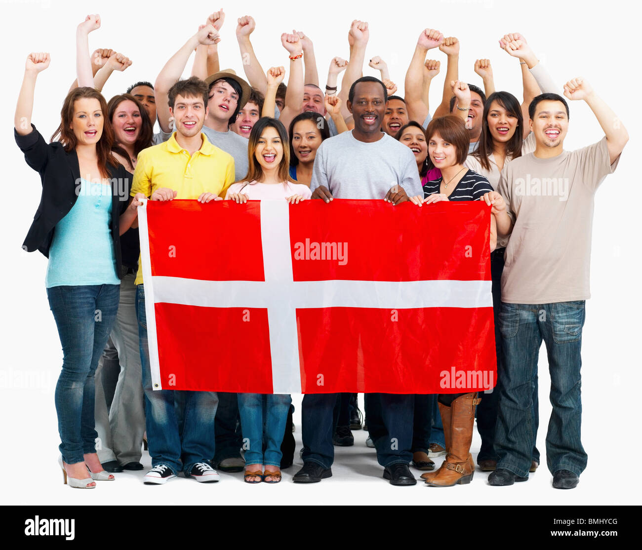 group of people holding flag Stock Photo