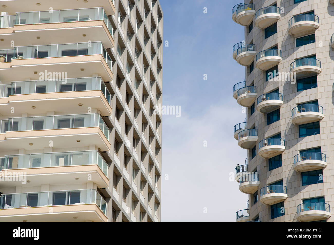 Tel Aviv Seafront Architceture - high rise buildings- Isrotel on right Stock Photo