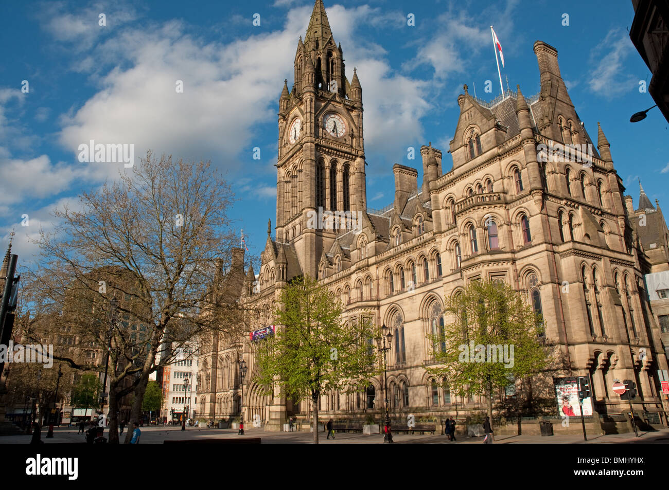 Manchester Town Hall,Albert Square,Manchester,UK.By the architect Alfred Waterhouse,opened on 1877. Stock Photo