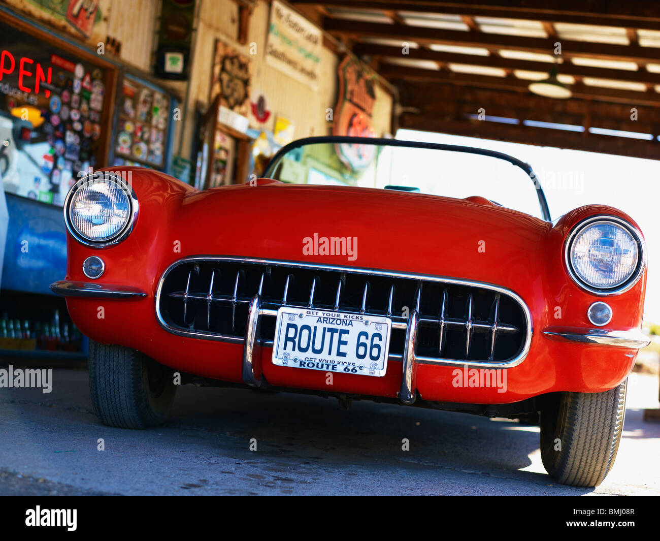 Antique red convertible car Stock Photo Alamy