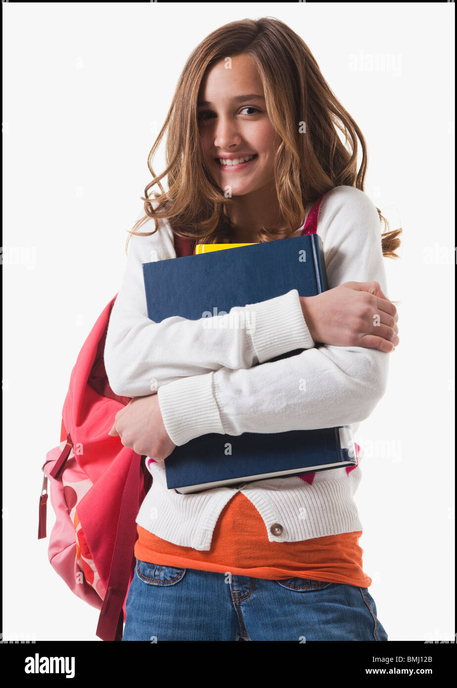 Student carrying books Stock Photo Alamy