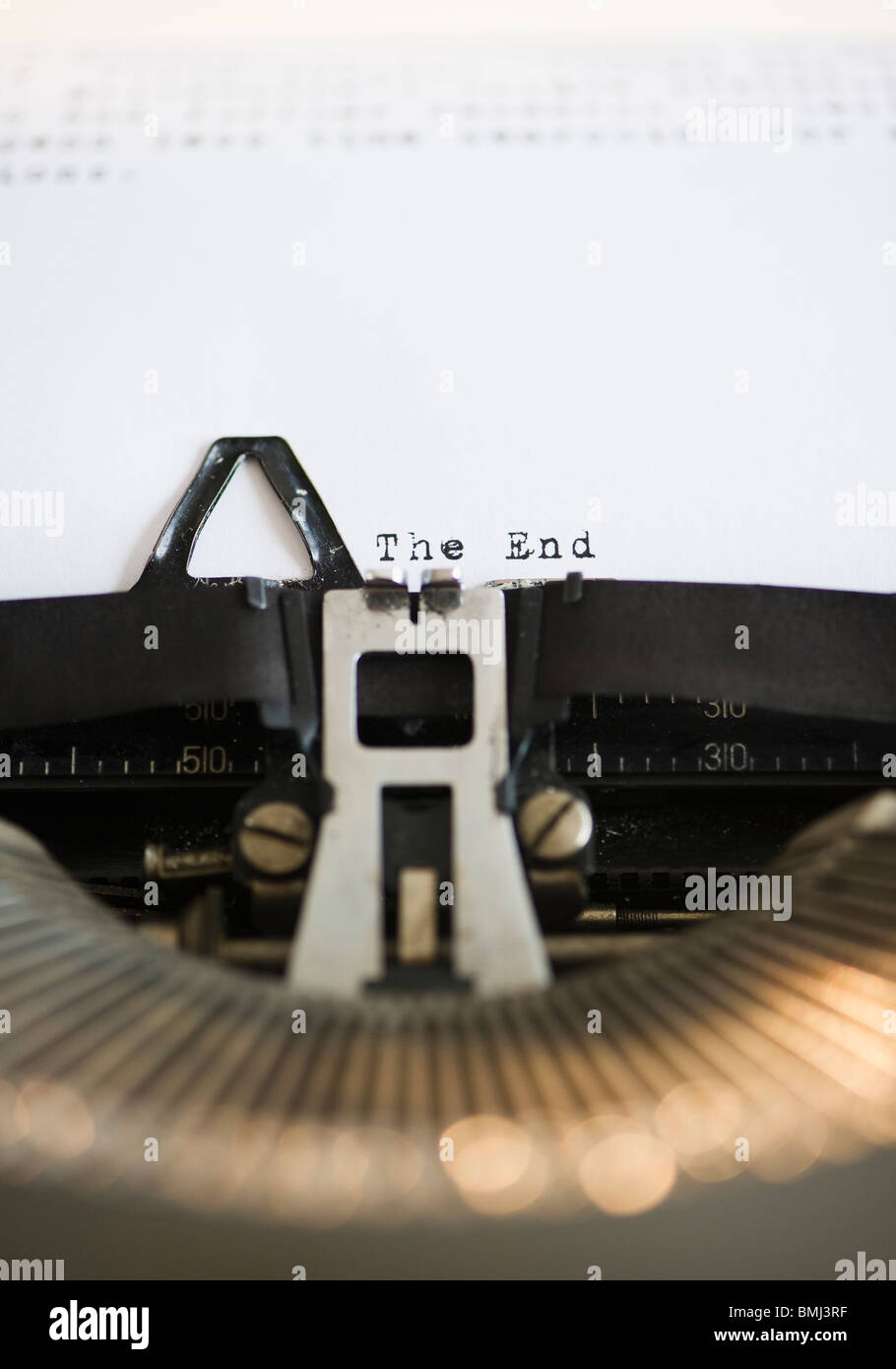Typewriter and the end of the story Stock Photo