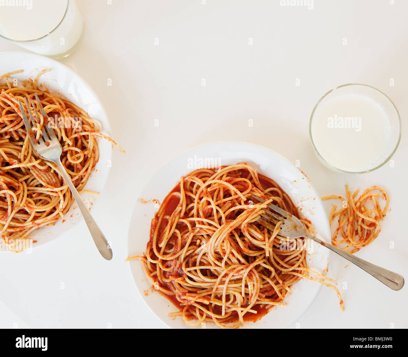 Bowls of spaghetti Stock Photo