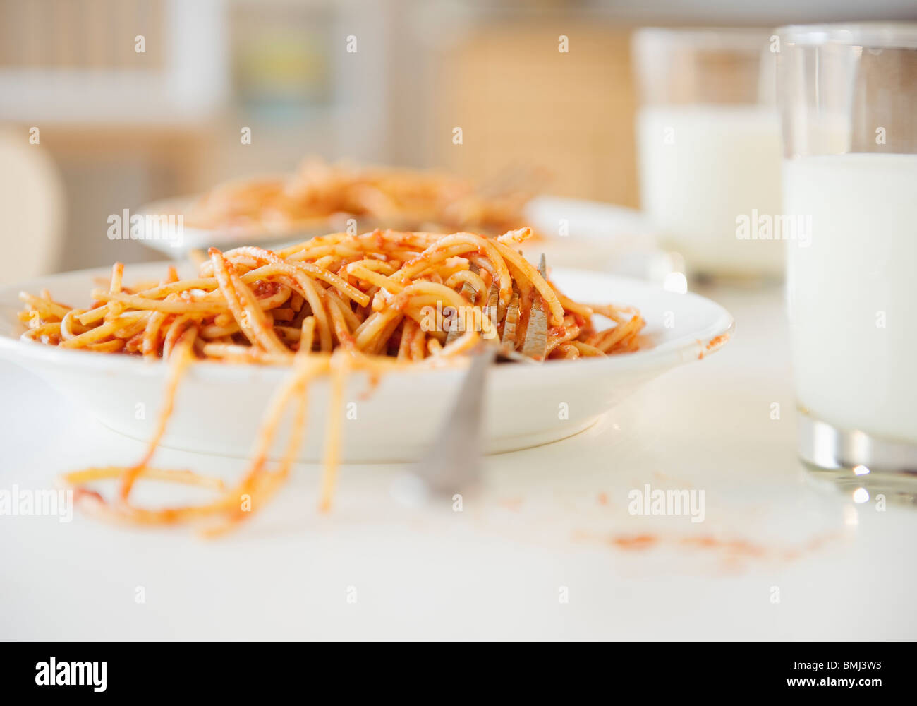 Bowls of spaghetti Stock Photo