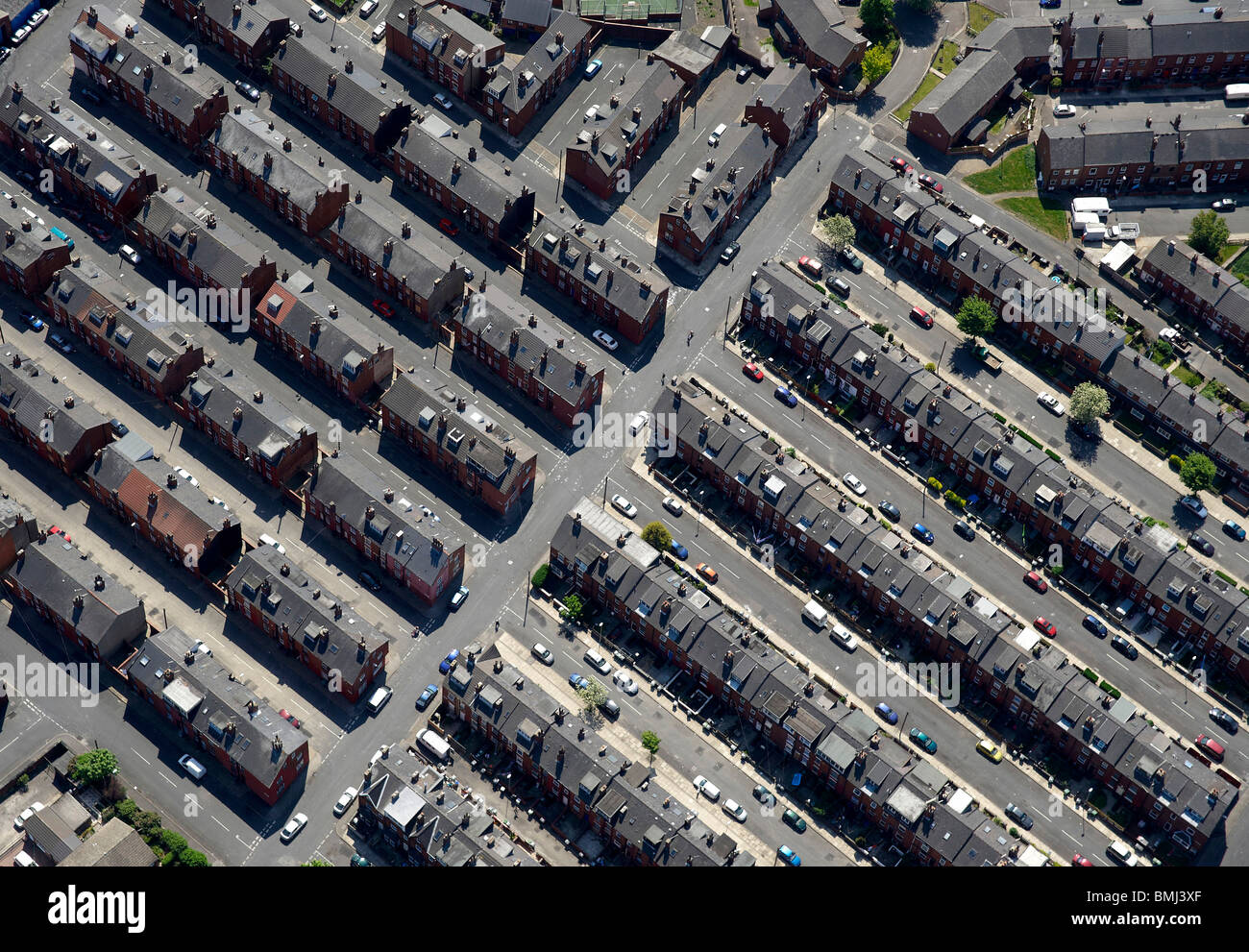 Victorian back to back terrace houses, Leeds, West Yorkshire, Northern England Stock Photo
