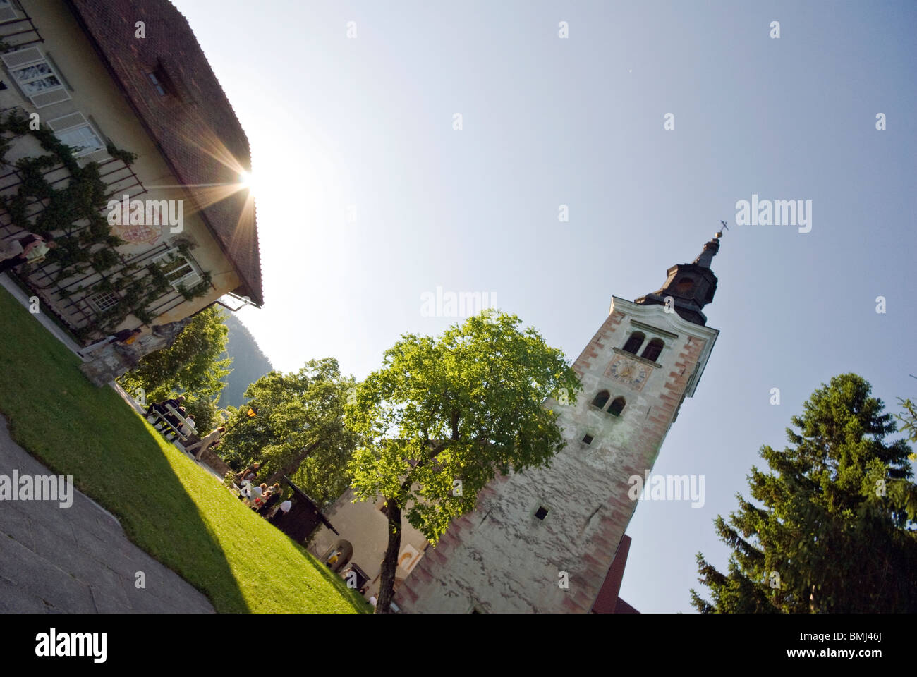 Assumption of Mary Pilgrimage Church, Bled Slovenia Stock Photo