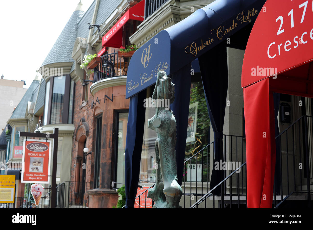 Shops in smart part of Montreal Stock Photo Alamy