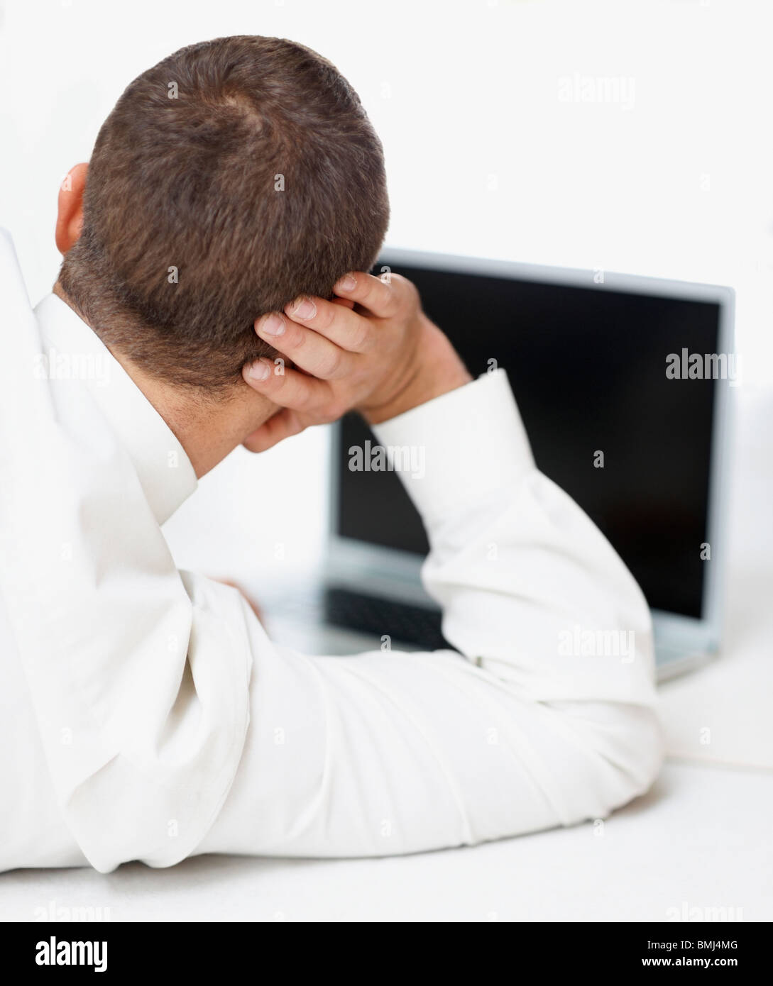 Man computer back of head hi-res stock photography and images - Alamy