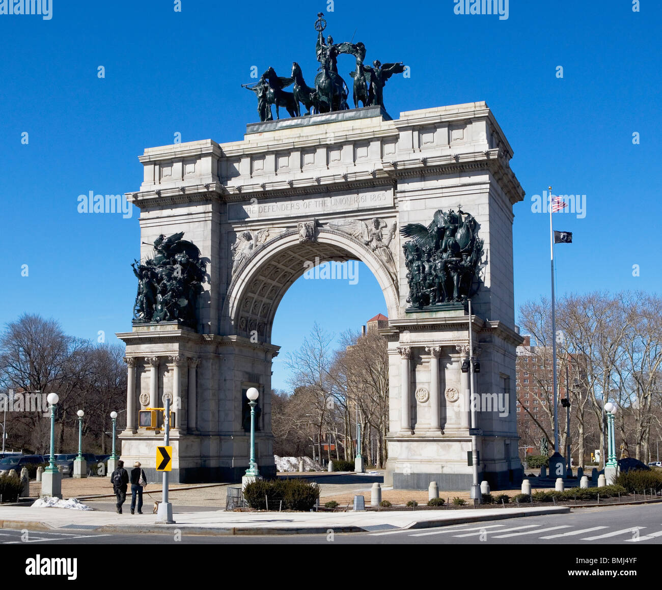 Monument of soldiers and sailors on stone arch Stock Photo