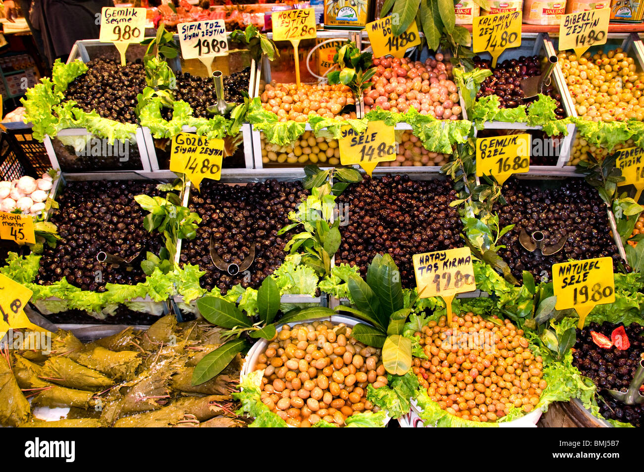 Kadikoy Istanbul  Market Greengrocer OlivesTurkey Stock Photo
