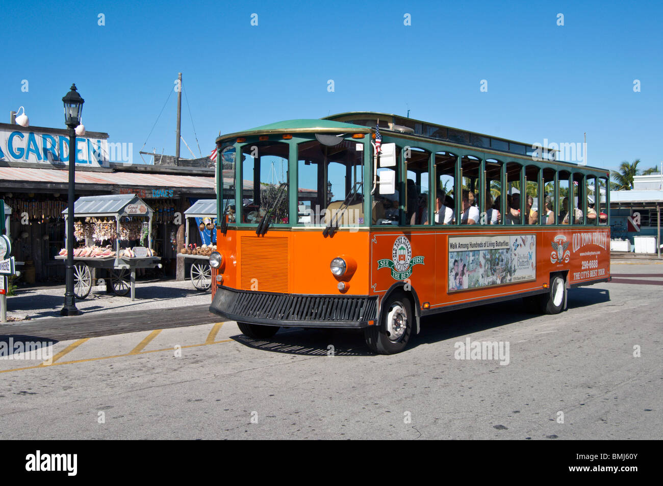 Key west trolly bus Stock Photo