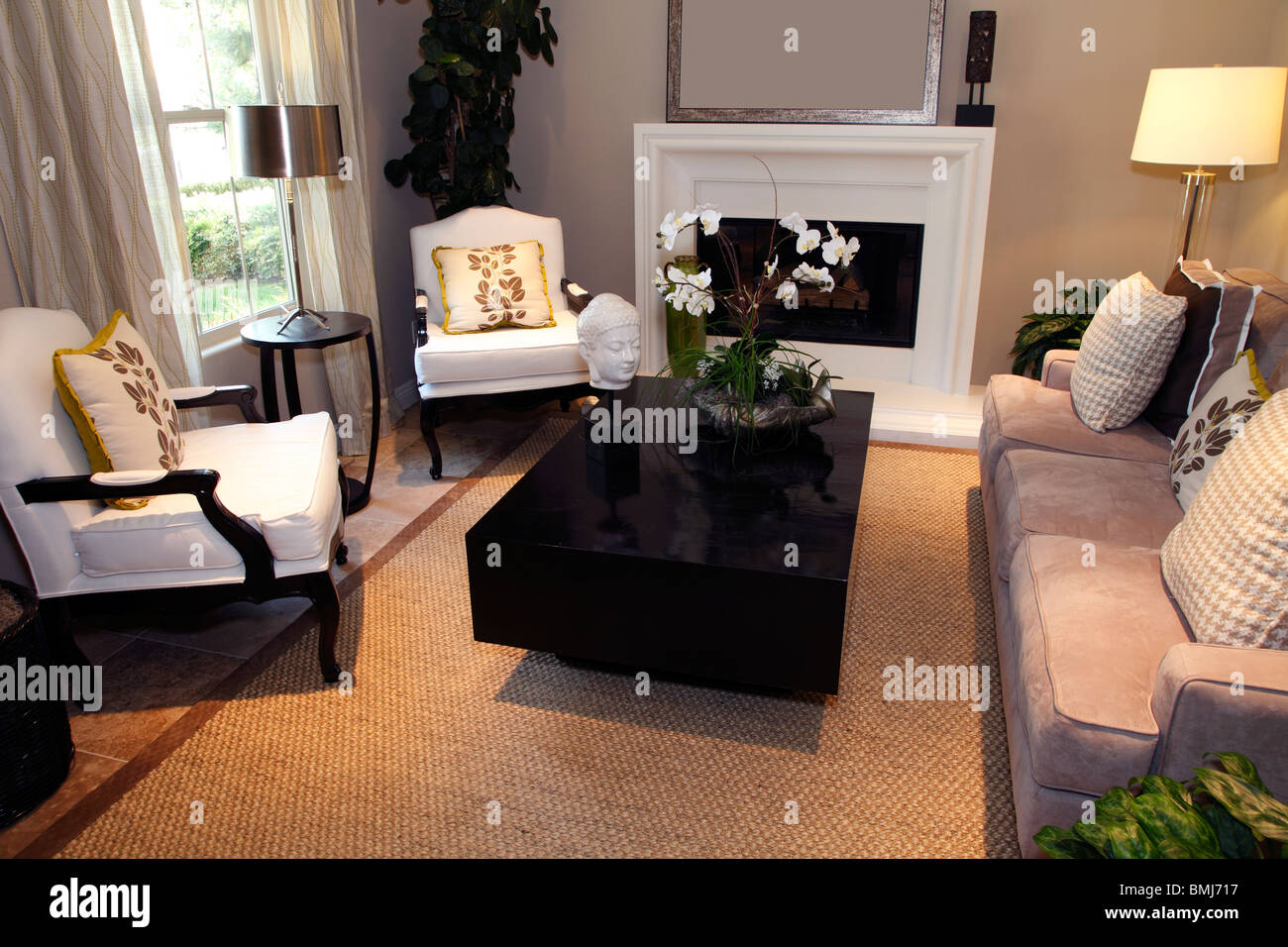 Luxury home living room with stylish interior design. Stock Photo