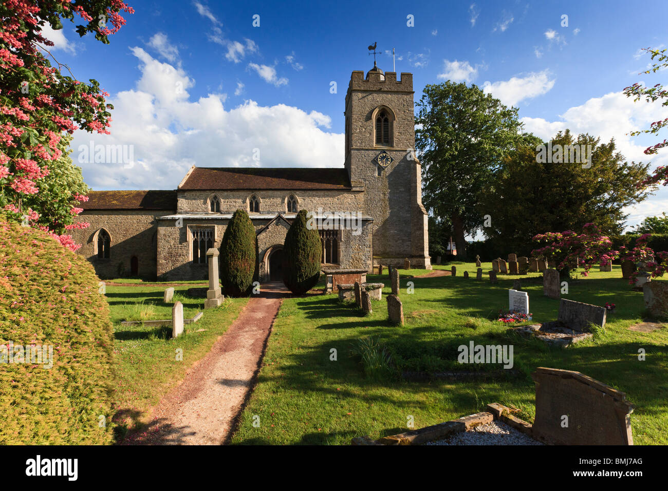 The attractive church of St Laurence, in the desirable village of Weston Underwood, Buckinghamshire, UK Stock Photo