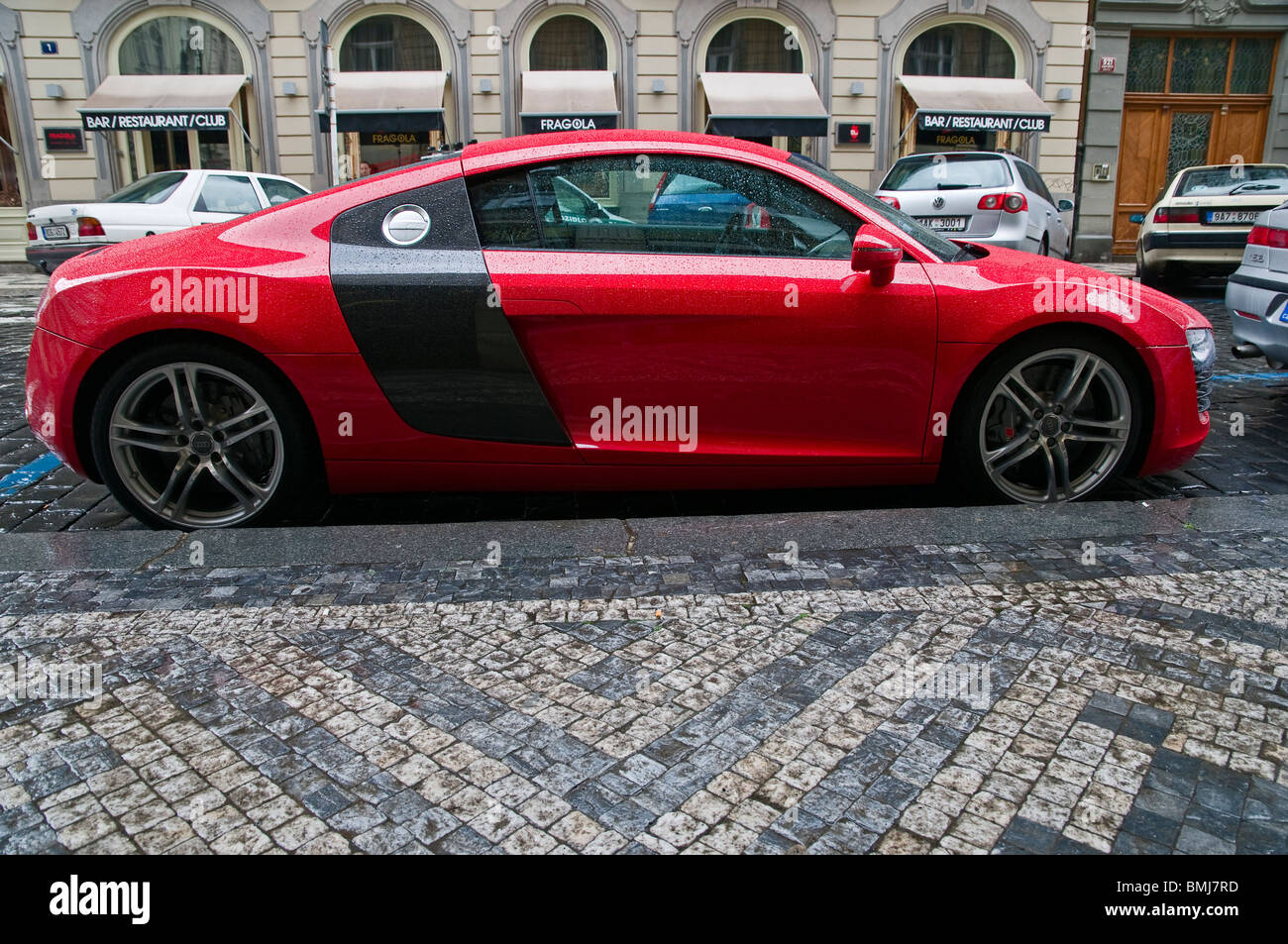 Red luxury car , Prague, Czech Republic, Europa Stock Photo Alamy