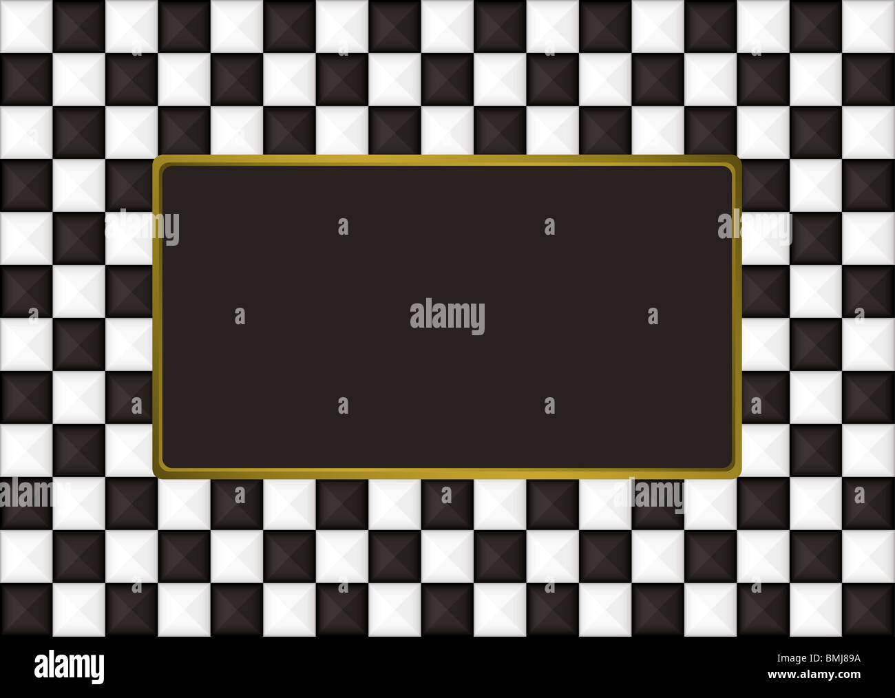 Black and white checkered picture frame with gold trim Stock Photo Alamy