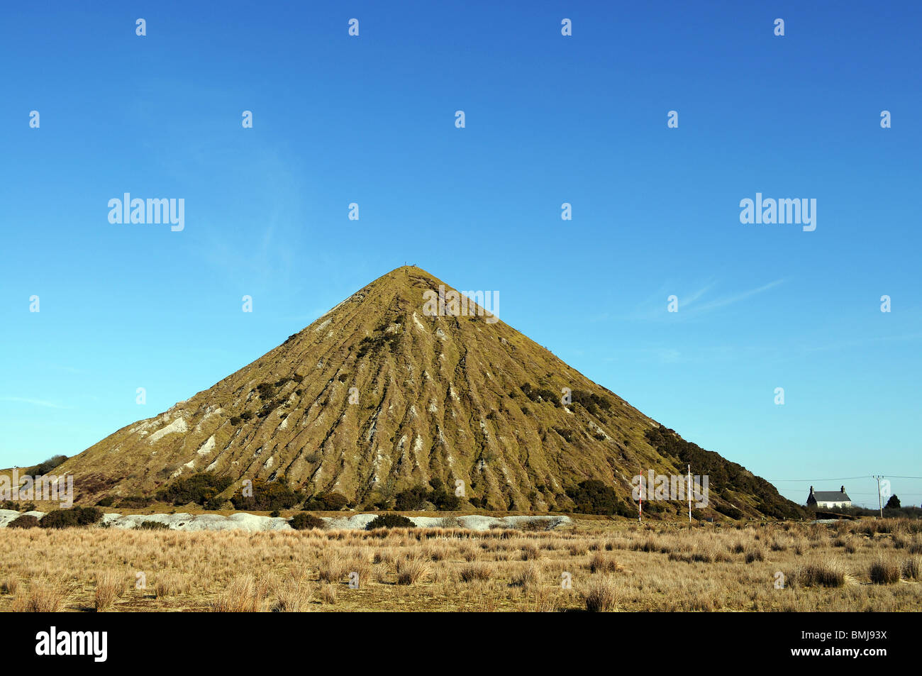a mound of clay waste at ' english china clay '  works neat st.austell in cornwall, uk Stock Photo
