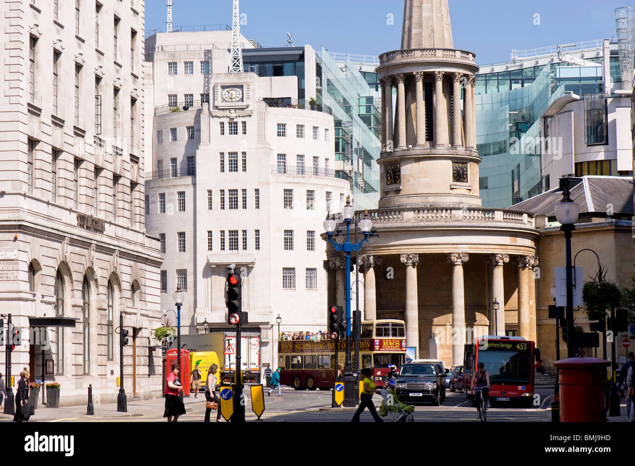 All Souls Church and BBC Broadcasting House on Langham Place, London ...