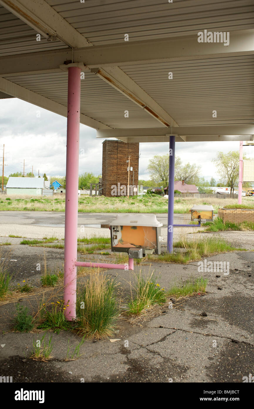 Derelict 50's era drivein restaurant. St. Anthony Idaho Stock Photo