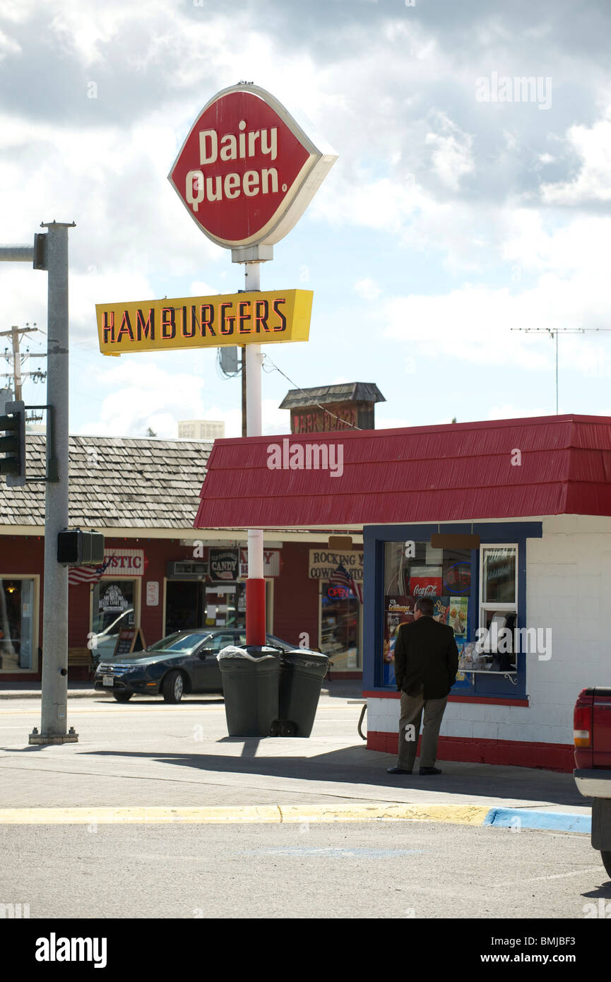 Old fashioned Dairy Queen restaurant.  West Yellowstone, USA Stock Photo