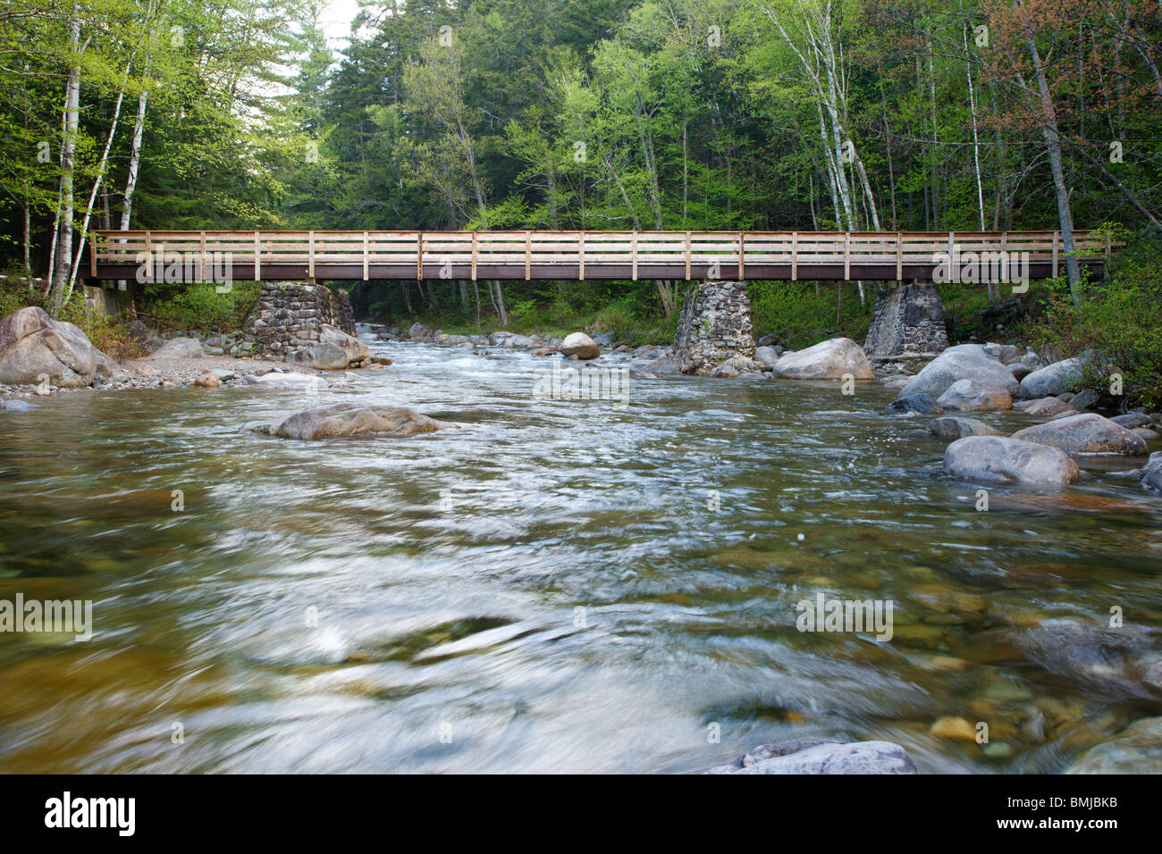 Foot bridge along the Lincoln Woods Trail which crosses Franconia Brook
